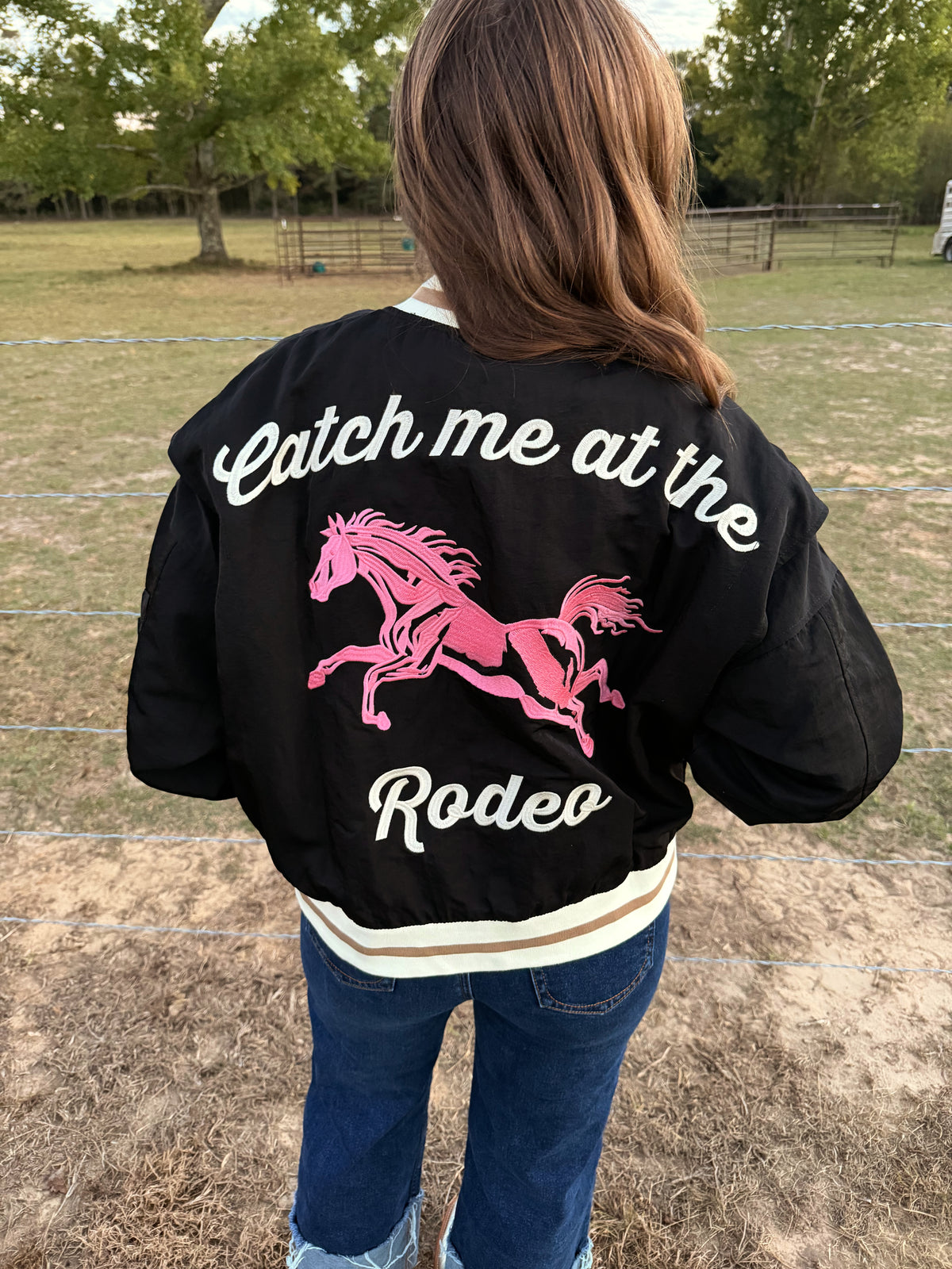Pink and Black Bomber Jacket