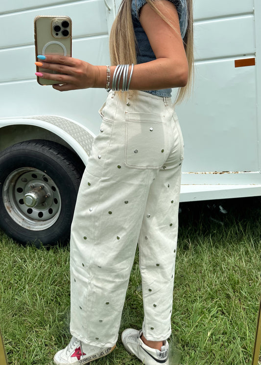 Dolly Studded Barrel Jeans