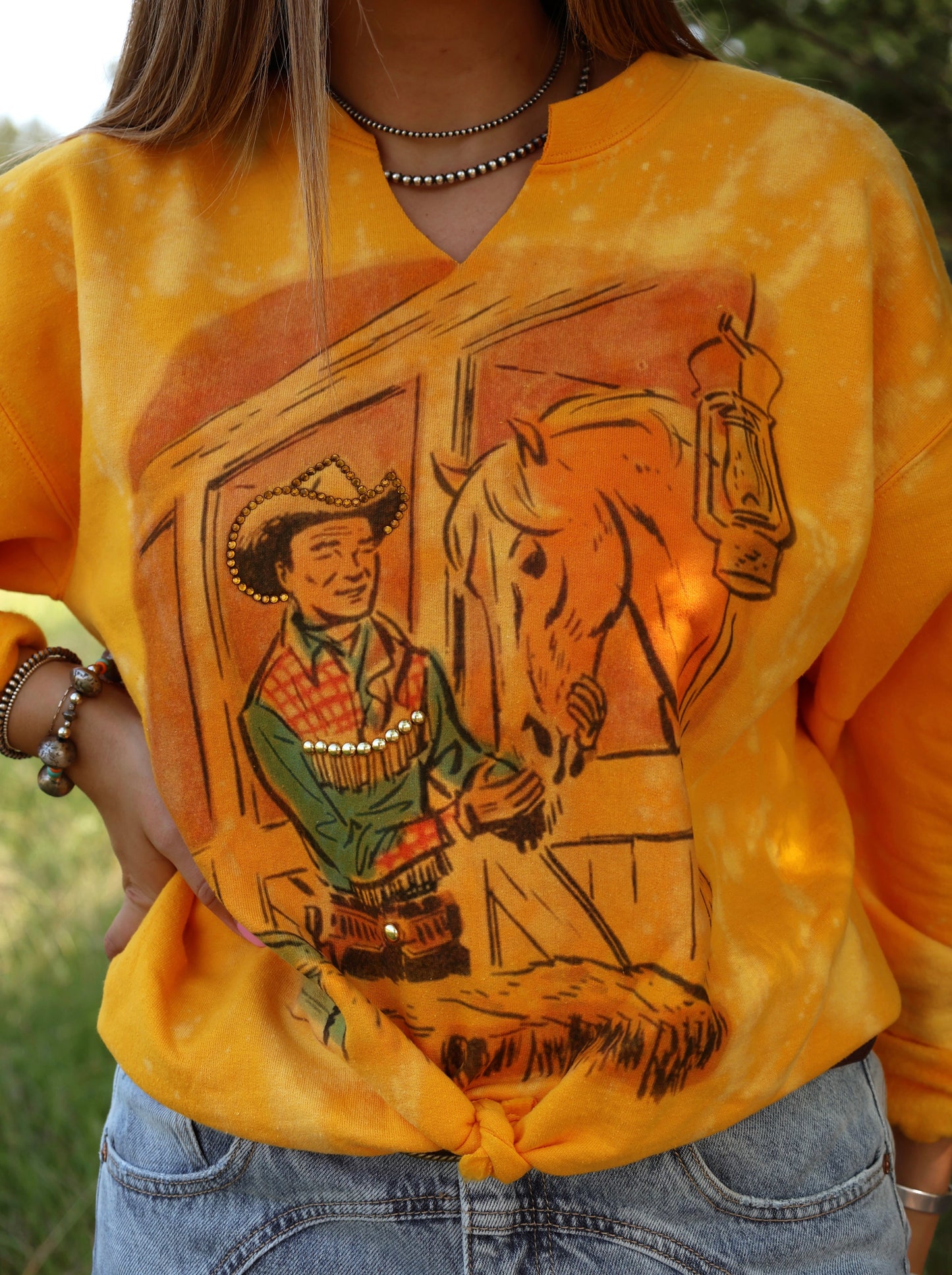 Jeweled Cowboy Crewneck