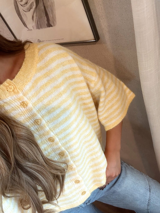Yellow Striped Knit Cardigan