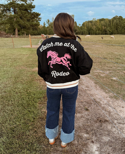 Pink and Black Bomber Jacket
