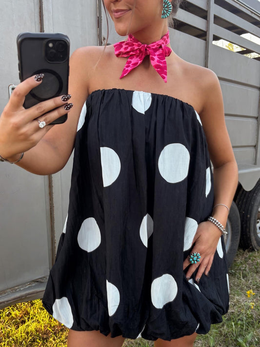 Strapless Polka Dot Dress