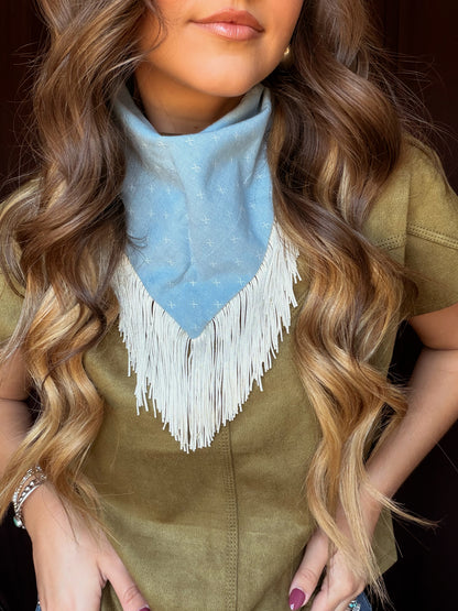 Denim Blue Fringe Bandana
