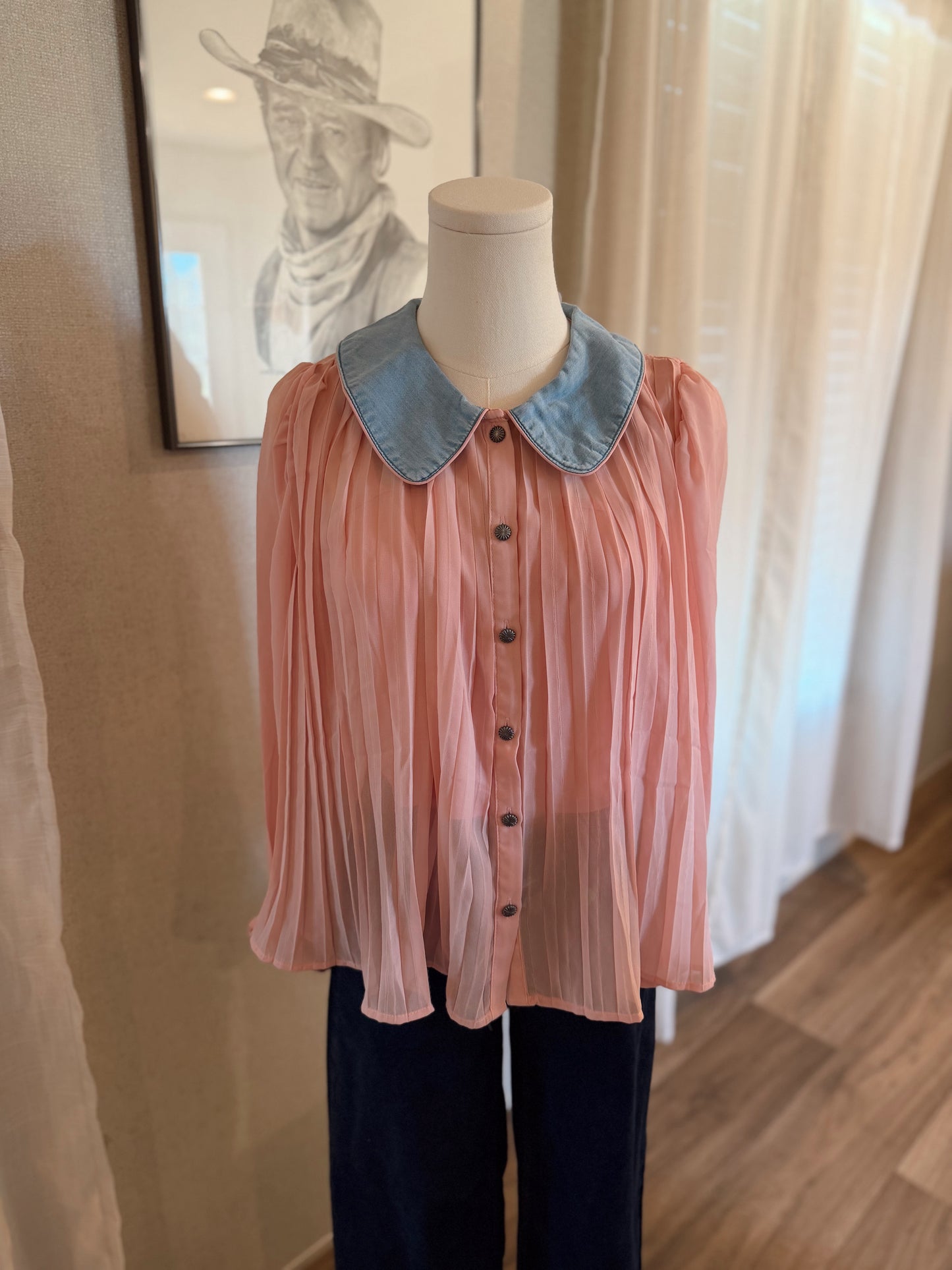 Paisley Pink Denim Blouse
