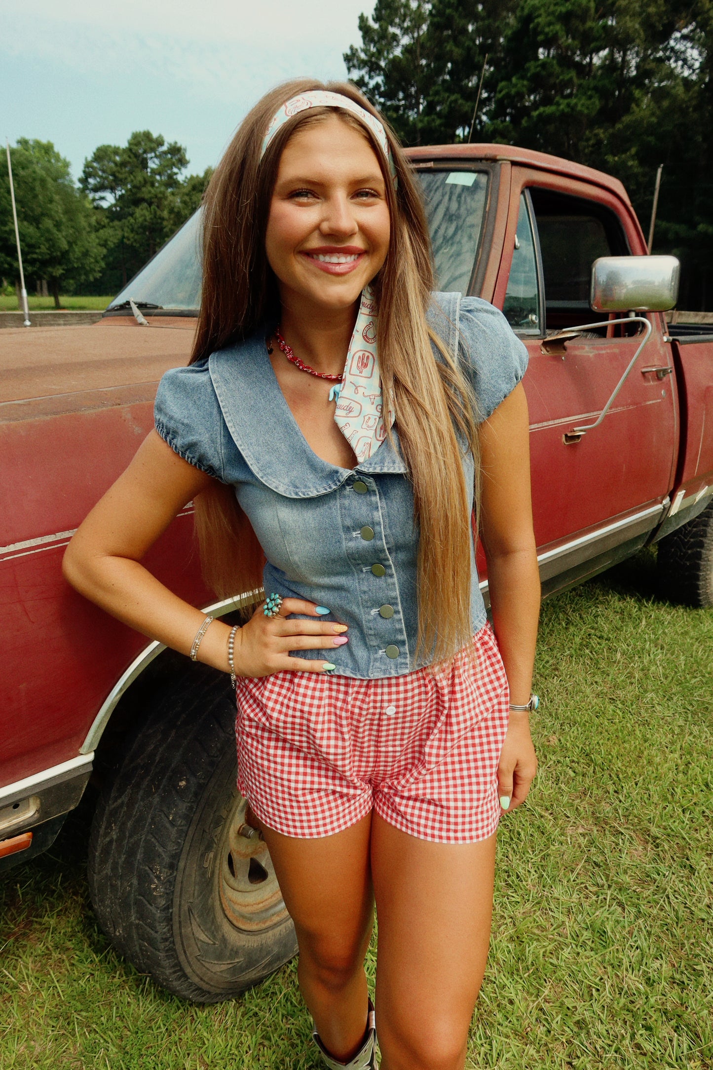 Scoop Neck Denim Top
