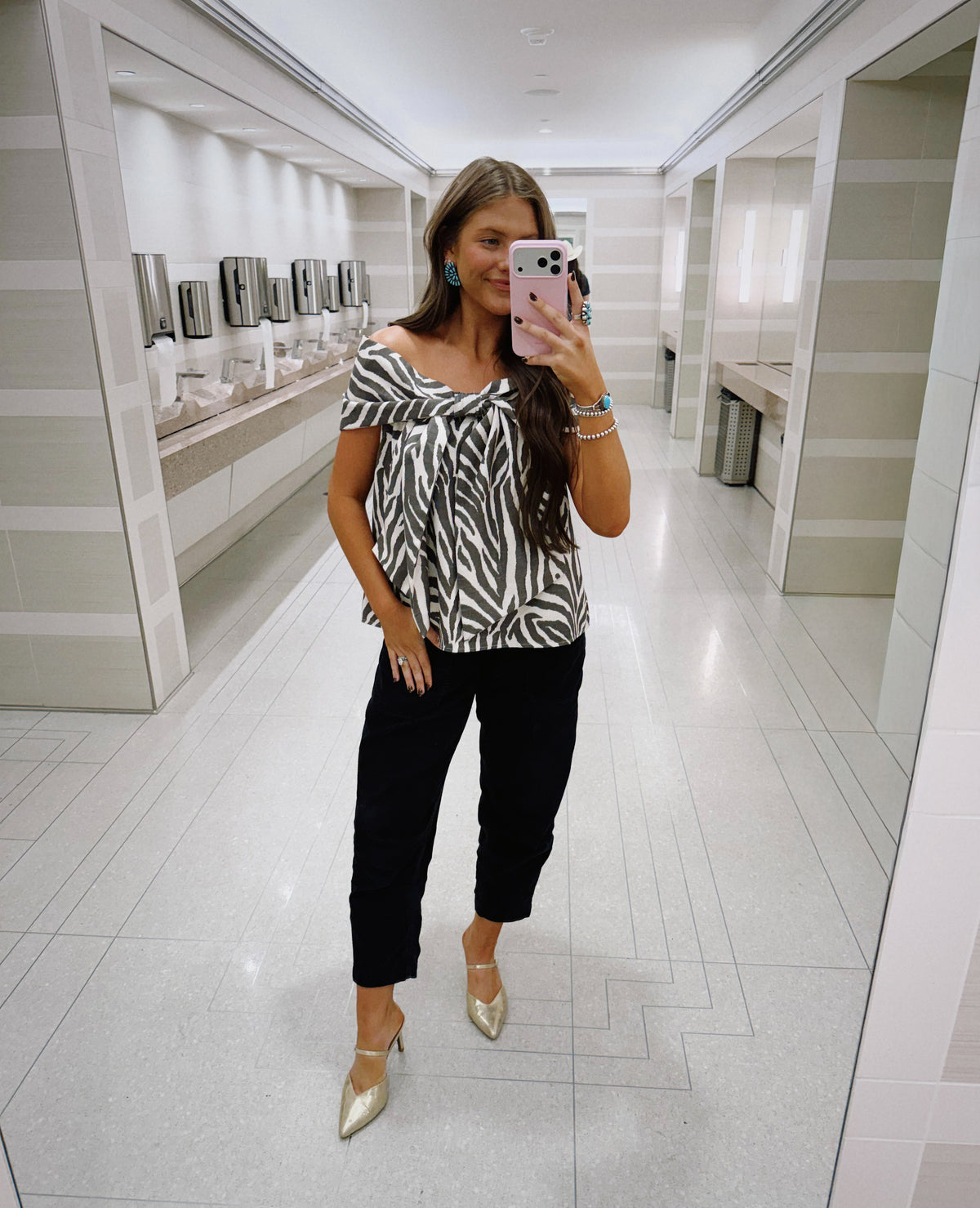 Strapless Zebra Bow Top