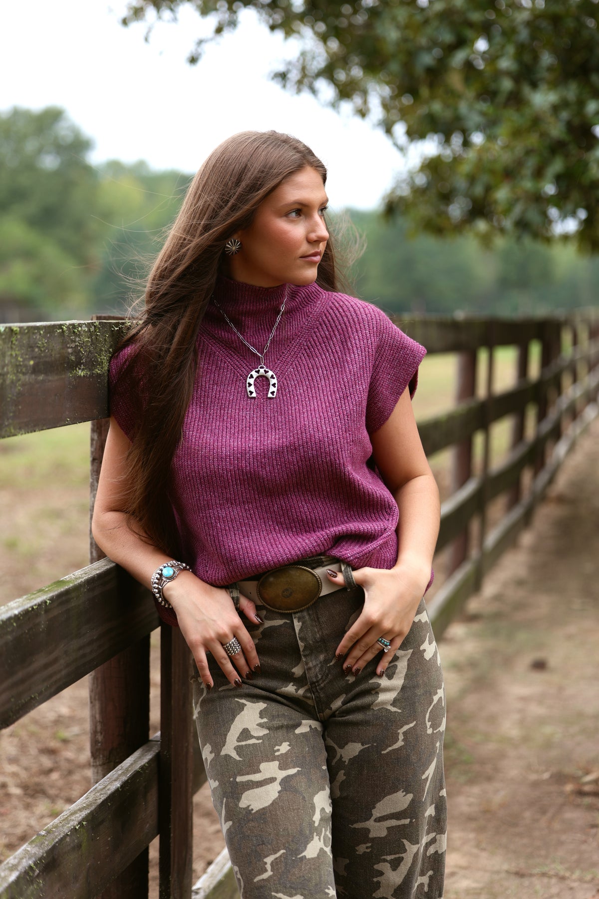 Plum High Neck Sleeveless Sweater