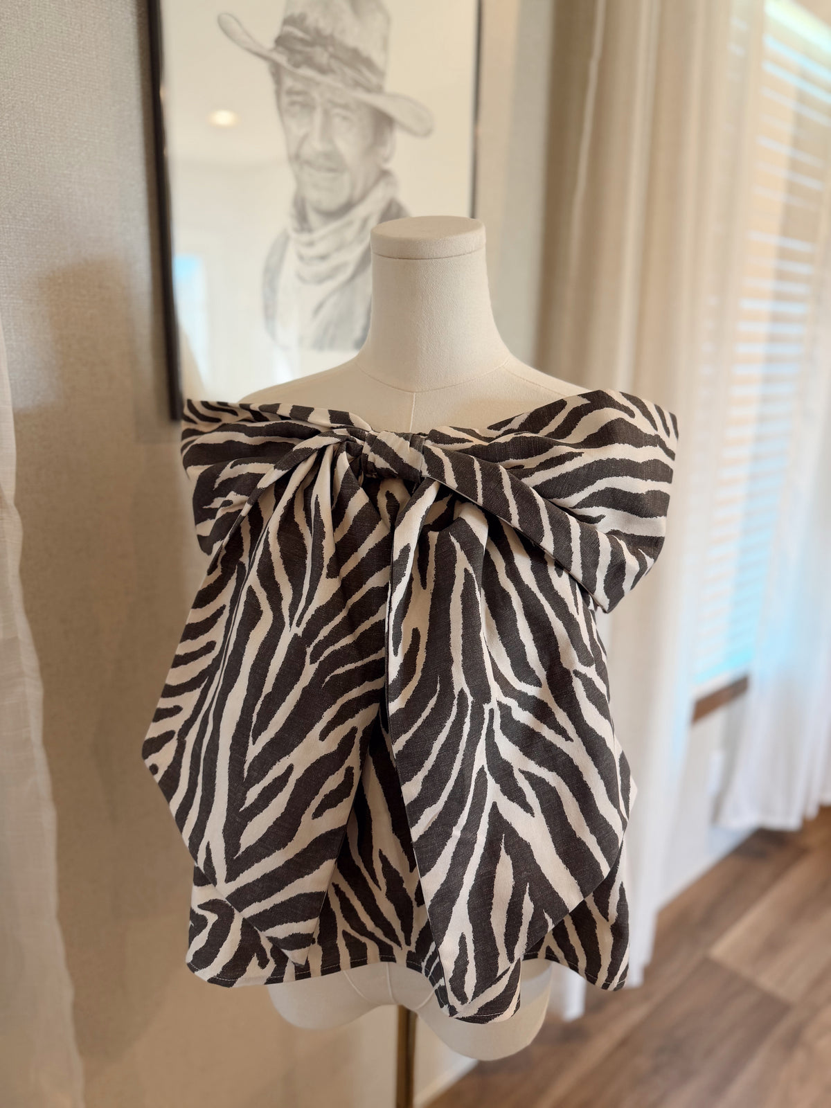 Strapless Zebra Bow Top