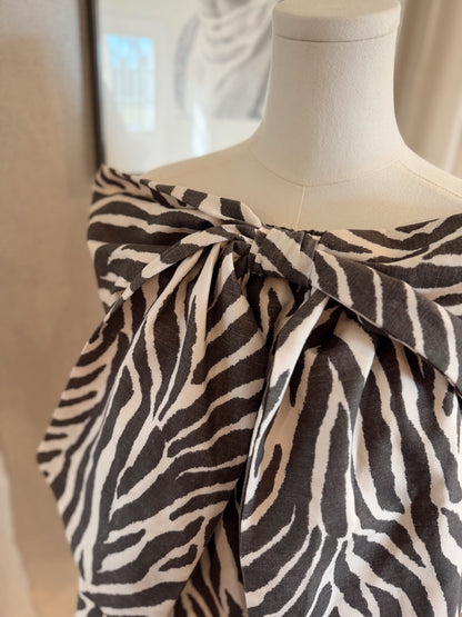 Strapless Zebra Bow Top