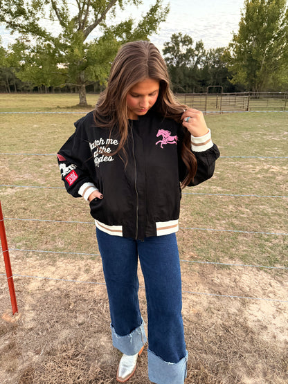 Pink and Black Bomber Jacket