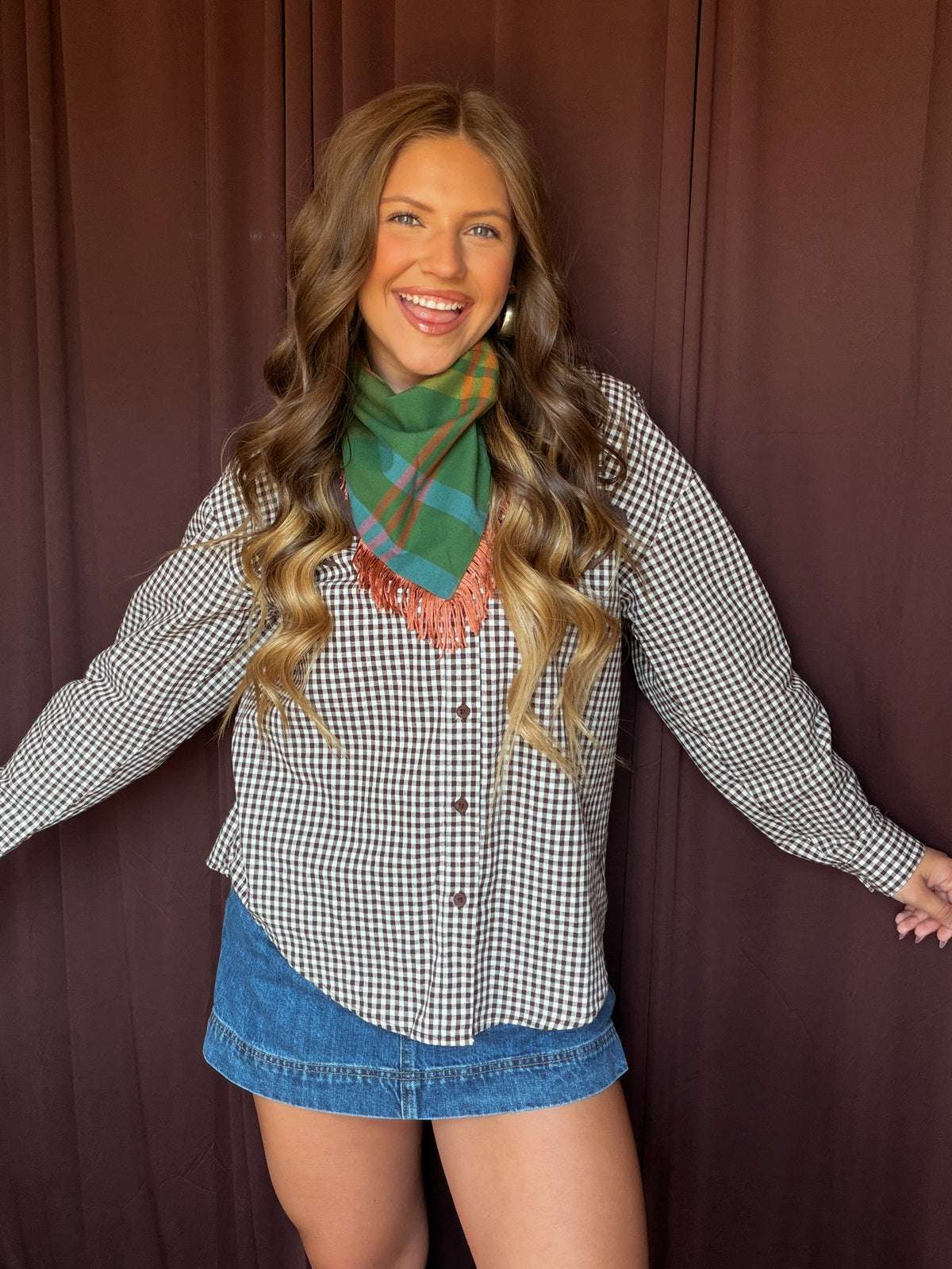 Fall Plaid Fringe Bandana