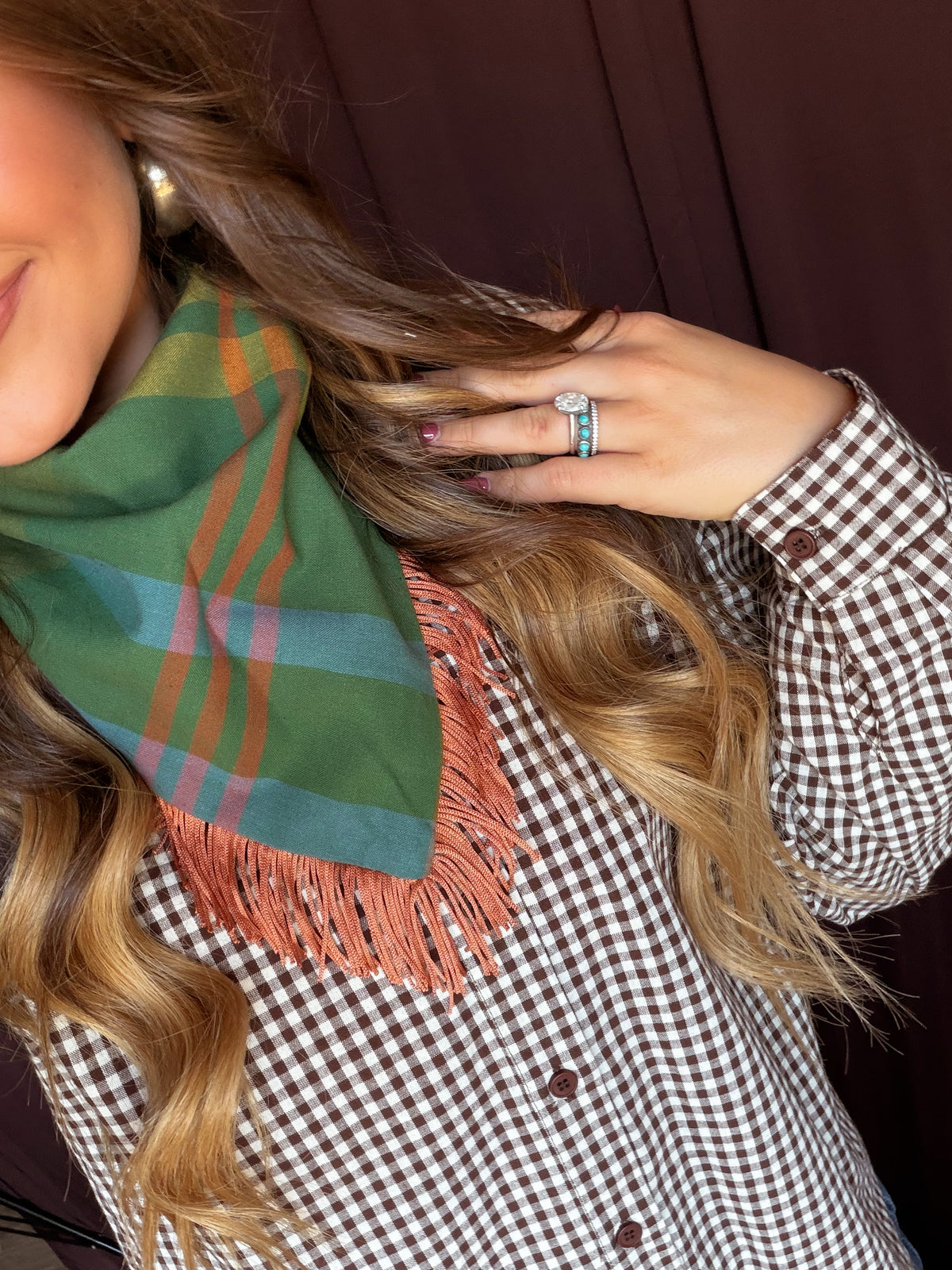 Fall Plaid Fringe Bandana