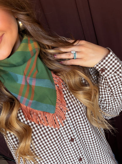 Fall Plaid Fringe Bandana