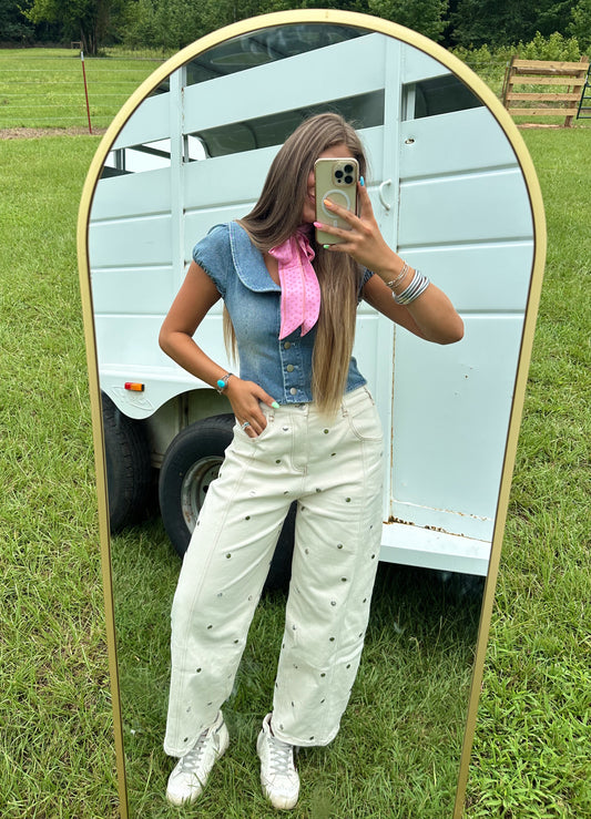 Dolly Studded Barrel Jeans