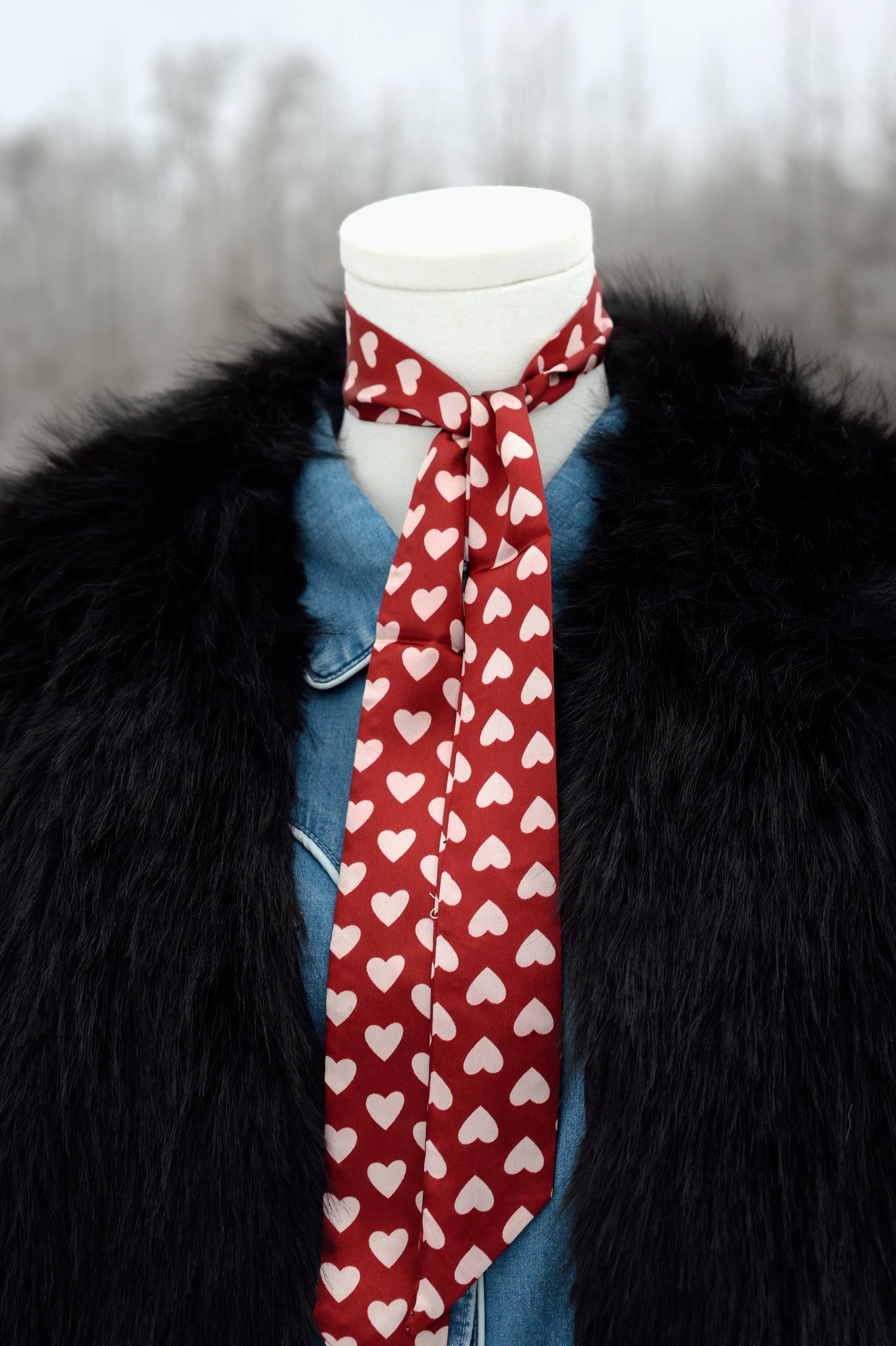 Red and White Heart Twilly