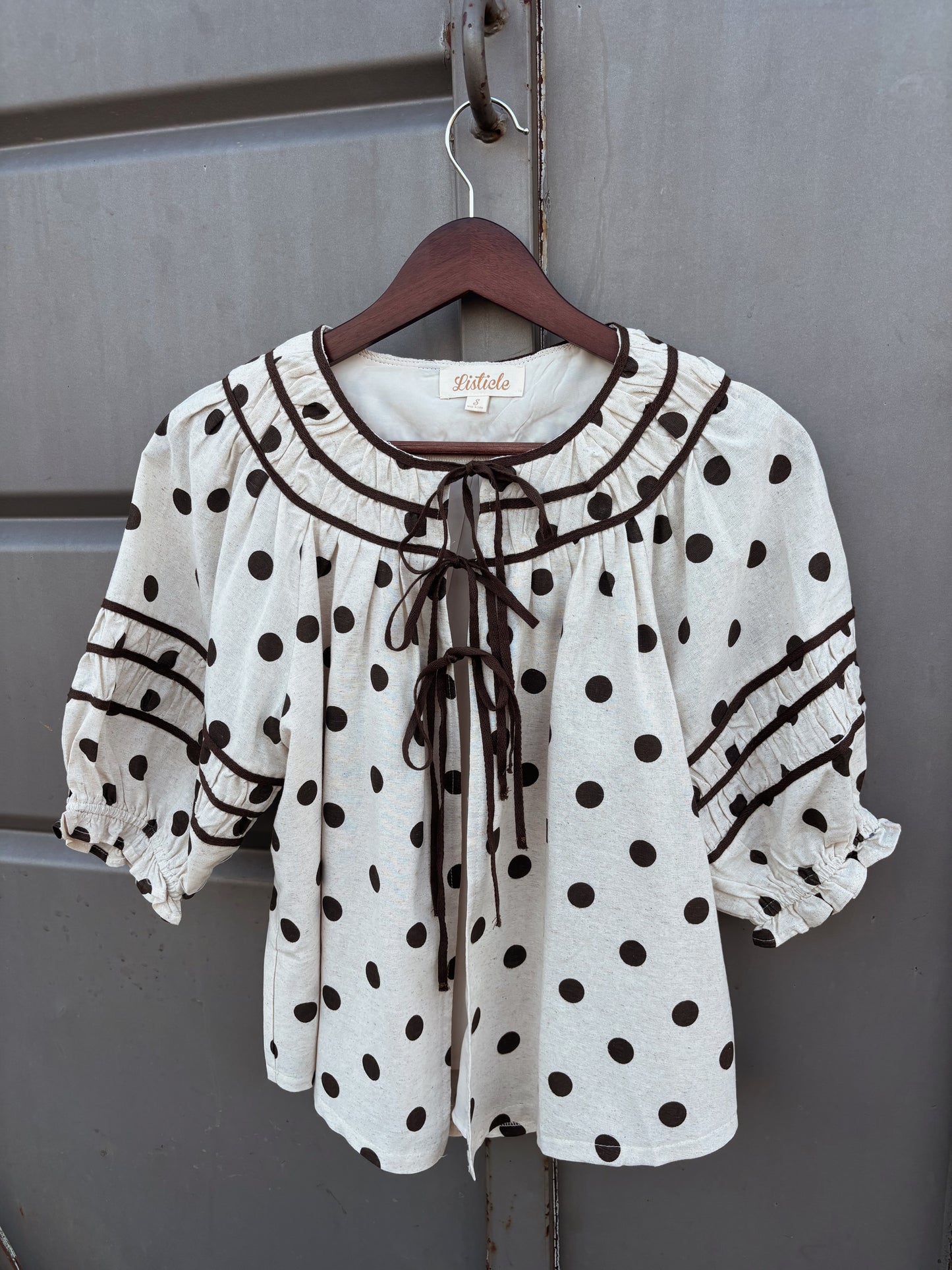 Polka Dot Ruffle Tie Top