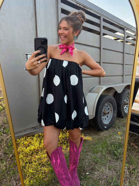 Strapless Polka Dot Dress