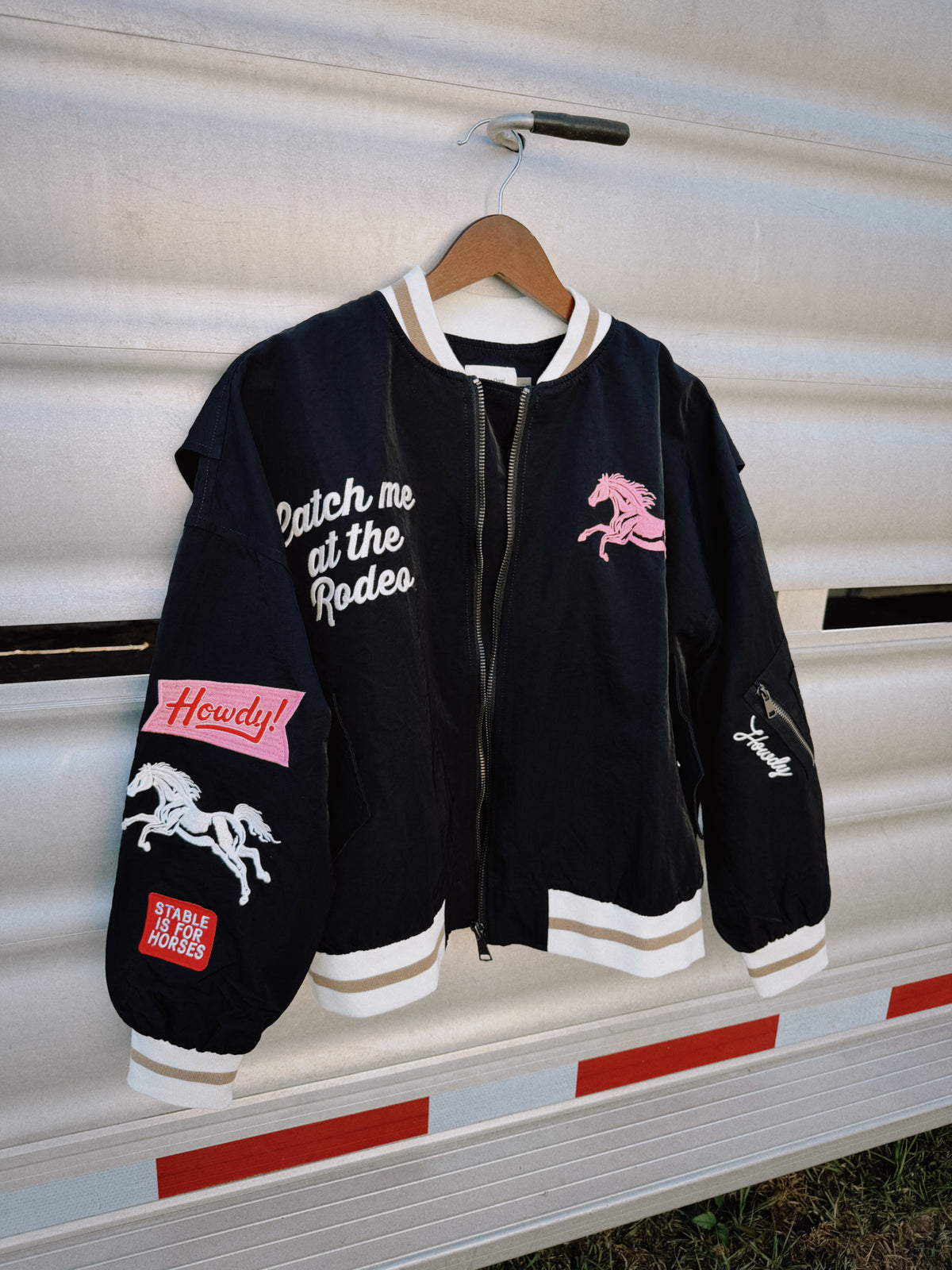 Pink and Black Bomber Jacket