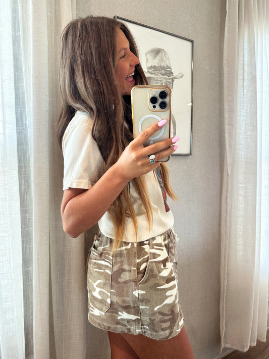Drawstring Camo Skort