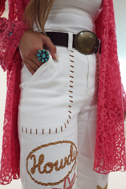 White Neon Howdy Pants
