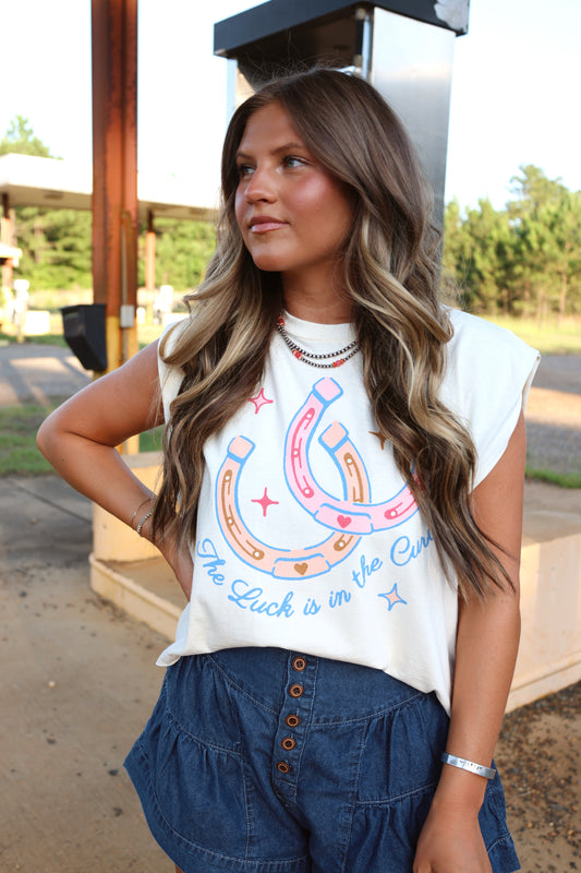 "The Luck is in the Curve" Boxy Tank