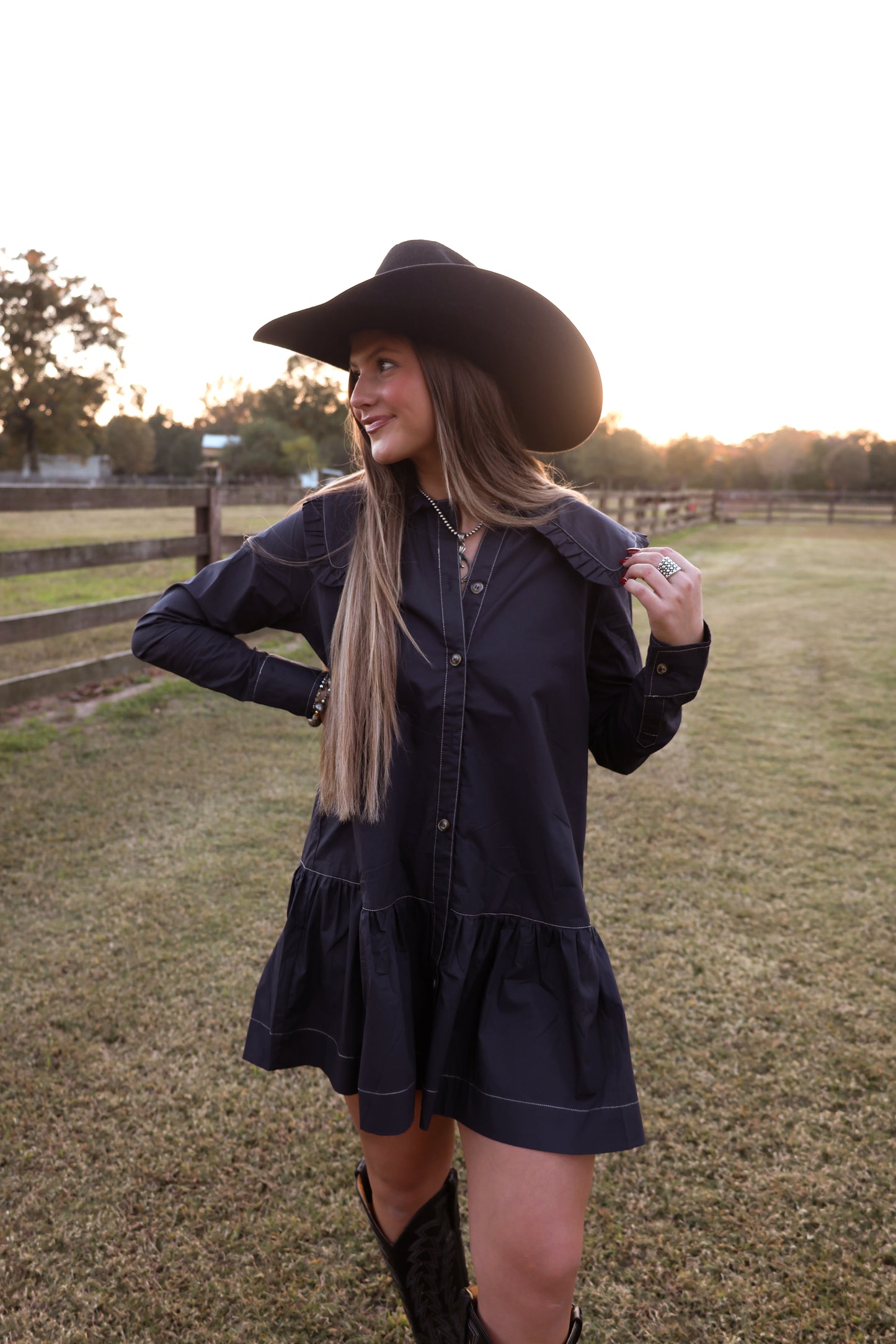Navy Blue Collar Dress