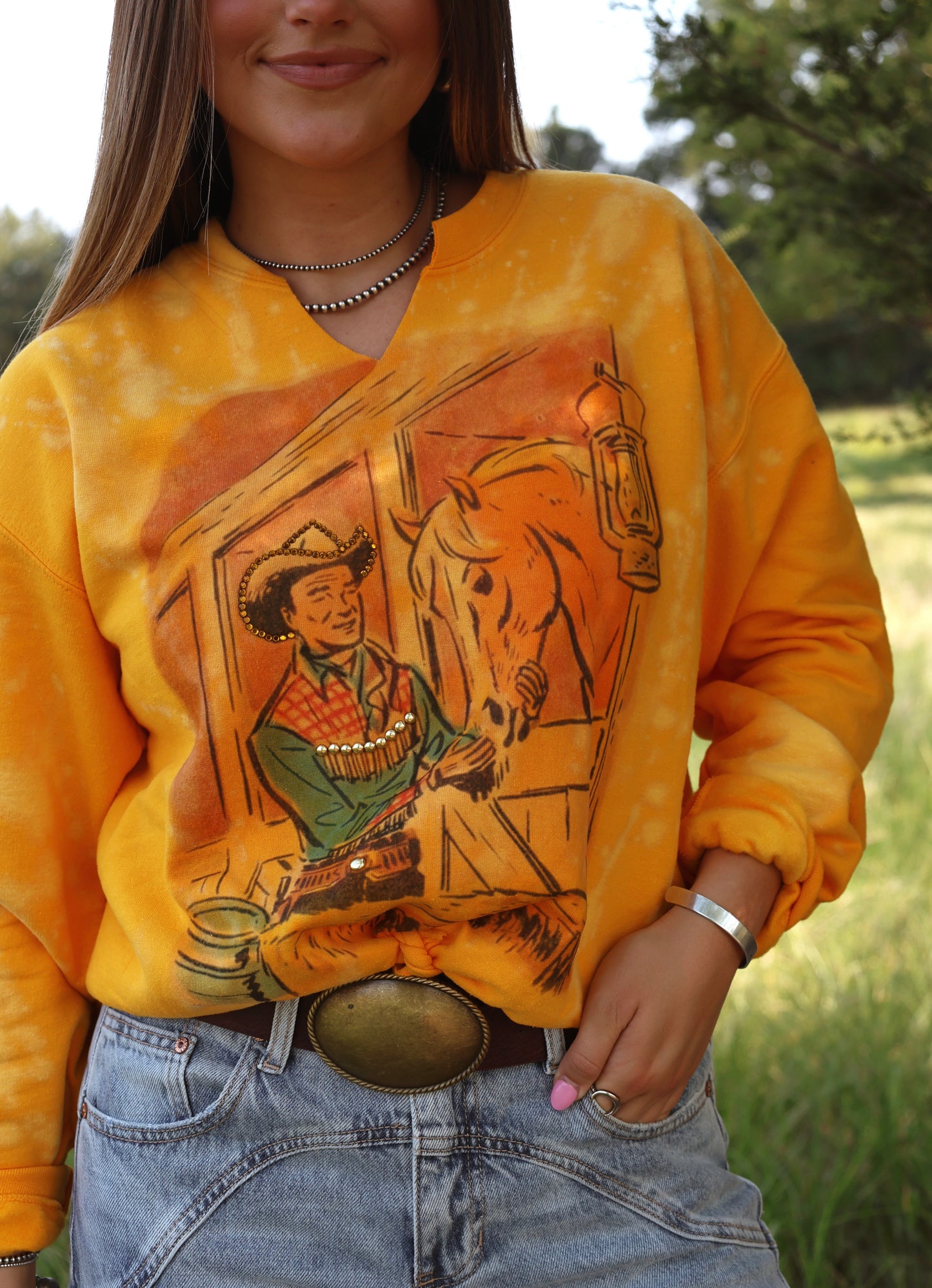 Jeweled Cowboy Crewneck