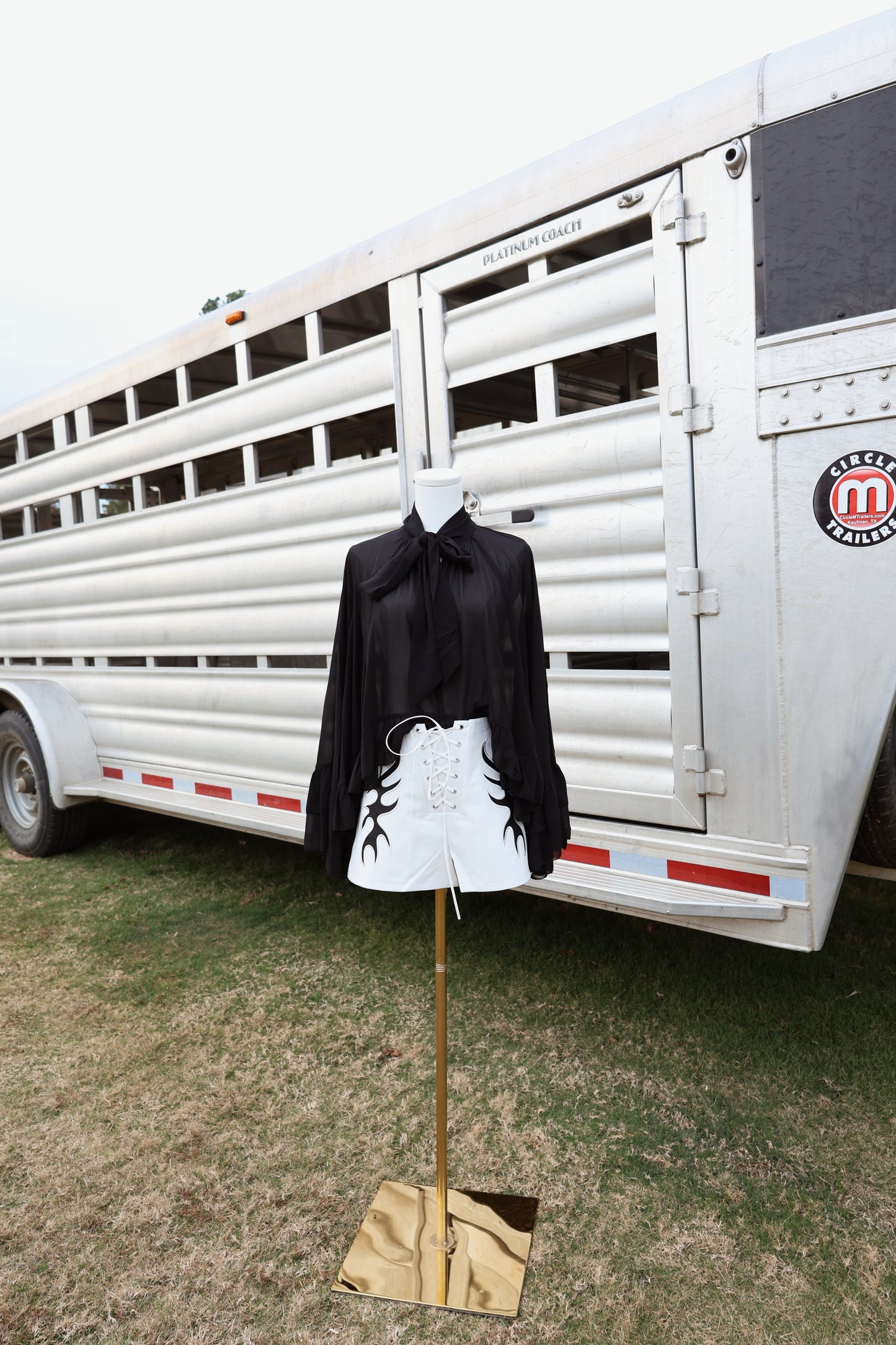 Black and White Stitched Leather Shorts