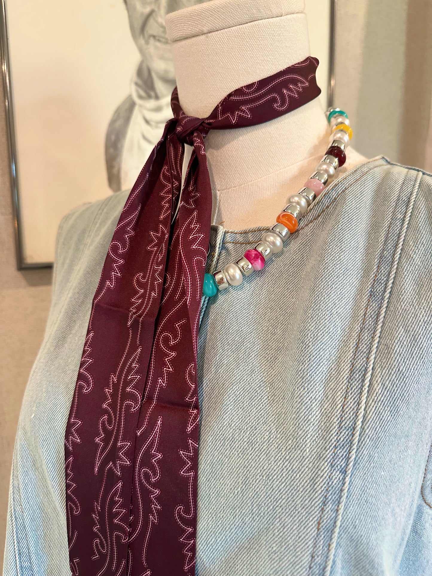 Purple Boot Stitch Twilly