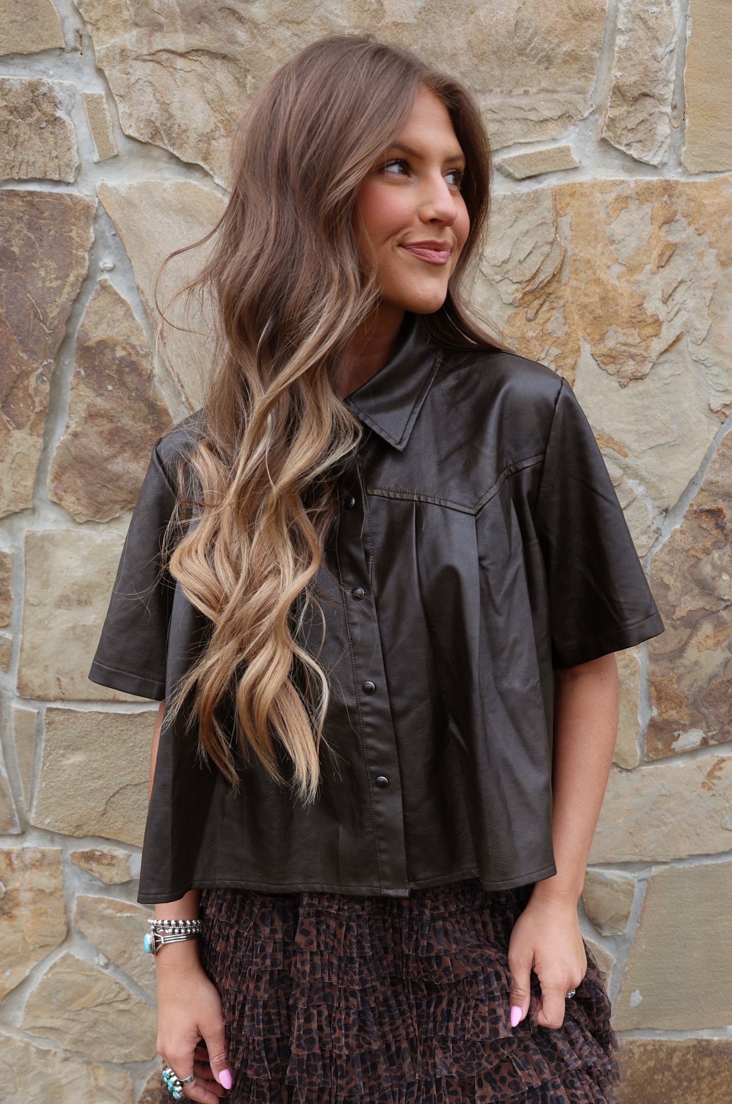 Desert Brown Leather Top