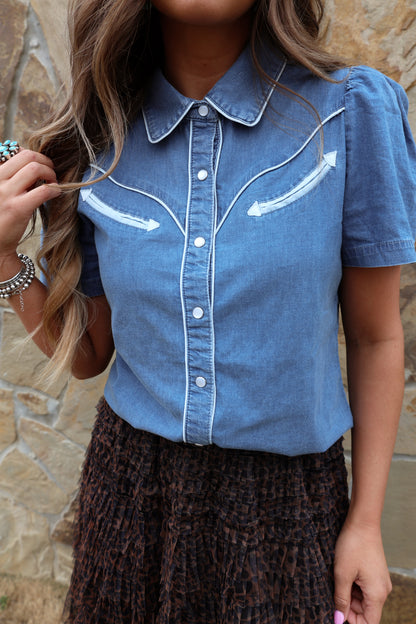 Denim Pearl Snap