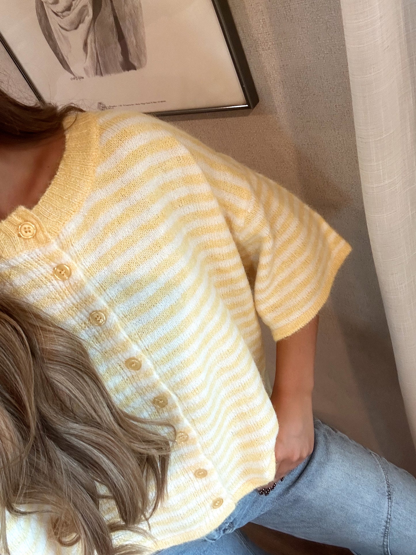 Yellow Striped Knit Cardigan