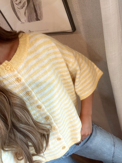 Yellow Striped Knit Cardigan