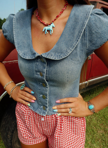 Scoop Neck Denim Top
